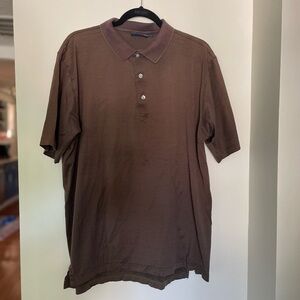 Brown Tonal Stripe Players Polo Shirt || Vintage Bobby Jones || Men's Size L